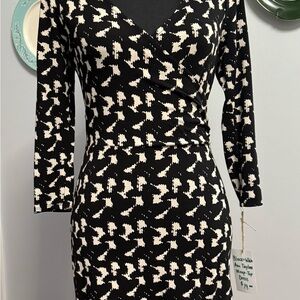 Black and Cream White Anne Taylor Petite Dress